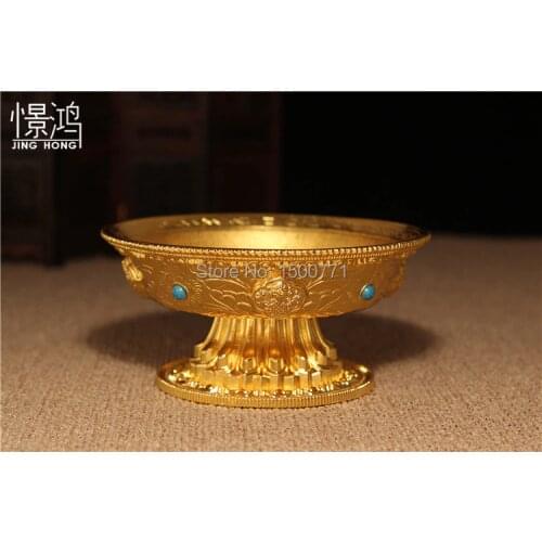 Tribute copper alloy plate eight auspicious lotus flowers and flowers and fruit plate for bowl dish for dish trumpet
