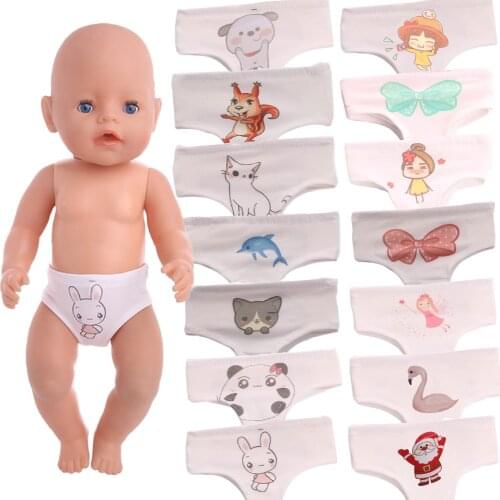 Doll Panties Cartoon Patterned For 18 Inch American Doll & Baby Reborn Clothes 43 Cm Our Generation Girls Toy Doll Accessories