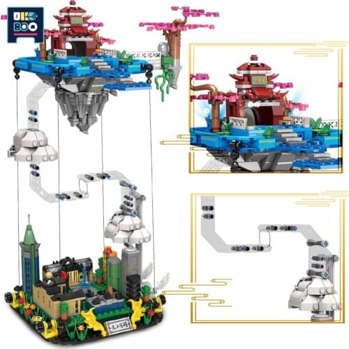 UKBOO 1116PCS Chinese Legend Moon Palace Model Building Blocks City Tensegrity High-Tech Bricks Floating Castle in the Sky Toys