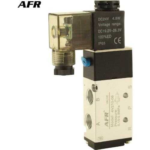 Air pneumatic valve 5 Port 2 Position Gas Pneumatic Electric Magnetic Valve DC12V DC24V AC220V AC110V 4V210-08 Solenoid Valve