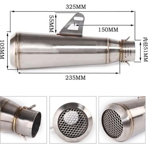 36~51mm Motorcycle pipe exhaust Motorcycle Exhaust Pipe Muffler Exhaust Pipe Custom logo for MT07 tamx500 530 K6 K7 K8