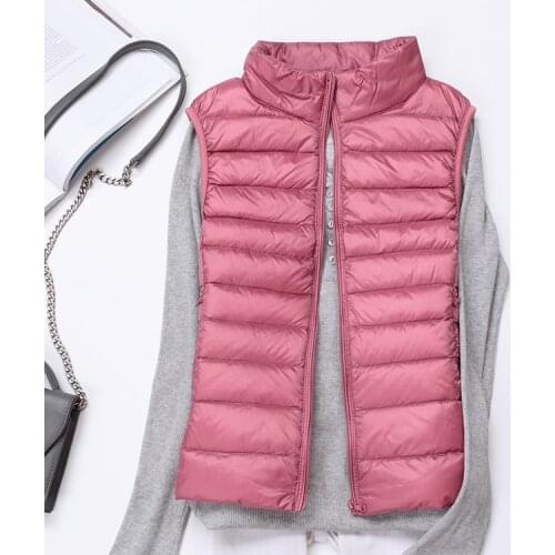Womens Vest Ultra Light Down Jacket Waistcoat Women Autumn Sleeveless Female 90% Duck Down Chalecos Para Mujer KJ1022