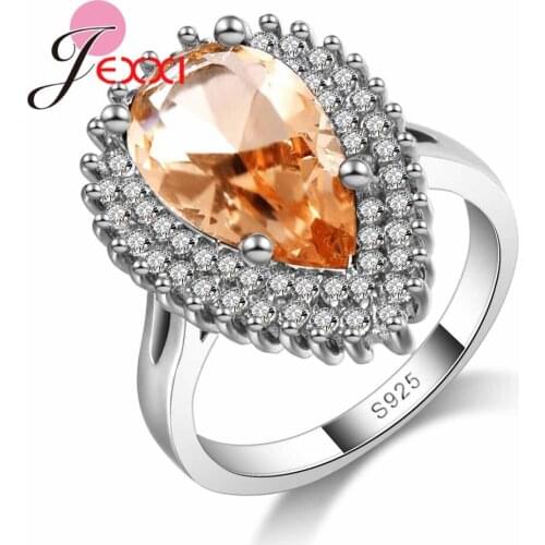 Hot Sale Orange Color Cubic Zirconia Wedding Ring for Women Elegant Engagement Jewelry Size 6 7 8 9 10