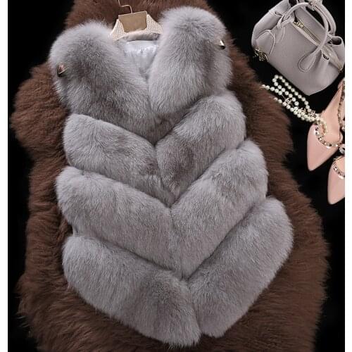 Winter Thick Warm Coat Women Slim Sleeveless Real Fox Fur Vest Vintage Waistcoat Jacket Manteau Femme Hiver ZL676