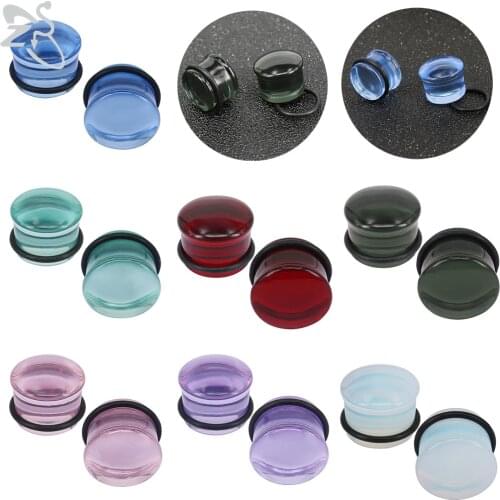 ZS 8 Colors Single Flared Ear Plug&Tunnel Women Mens Clear Ear Flesh Gauge Colorful Ear Expander Stretcher Earring Body Jewelry