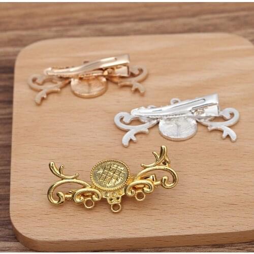 10 PCS 20*49mm Metal Alloy Flowers Hair Clip Base DIY Handmade Hairpin Accessories For Jewelry Making