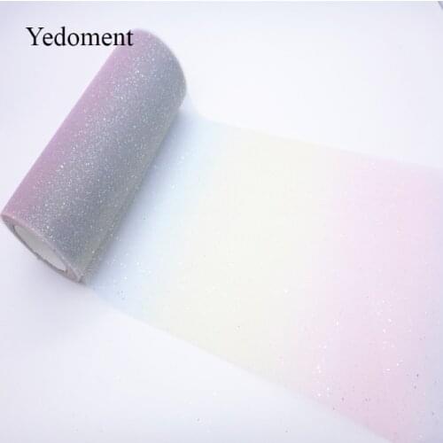 10Yards/roll 6" 15cm Rainbow Glitter Tulle Roll Organza Tutu Skirt Fabric DIY Party Supplies Home Wedding Decoration LW190311