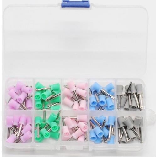 100/Pcs Dental Polisher Brush Kit Prophy Cup Rubber Polishing Tooth Care Brushes Latch Type Colorful Dentist Lab Tools