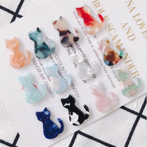 40pcs/lot acetic acid animal cat charms connectors for diy earrings jewelry making acrylic beads handmade accessories material