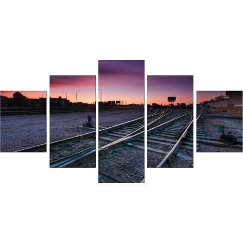 5 Pieces Modern Canvas Printed Train Tracks Home Decor For Living Room Posters Wall Art Decoration Painting Pictures Framed