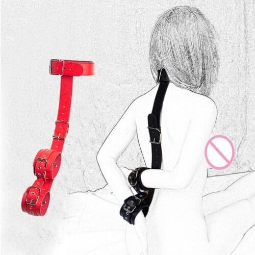 CamaTech Adjustable PU Leather Bondage Neck Collar To Hand Cuffs Restraints Wrist Cuffs Harness Bondage Slave Fetish For Couples