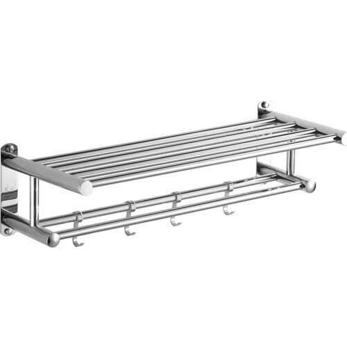Bathroom Towel Holder Bathroom Organizer Stainless Steel Wall-mounted Towel Rack Home Hotel Wall Shelf Hardware Accessory