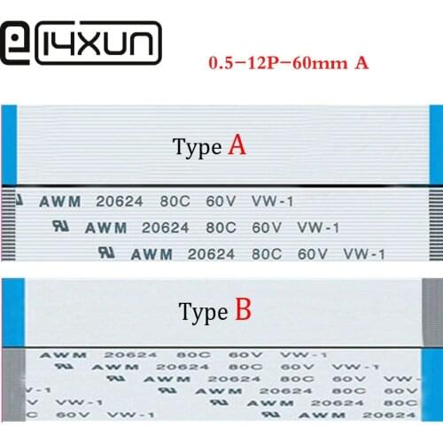 EClyxun 100pcs 12Pin FFC/FPC Flexible Flat Cable 0.5mm pitch 12 pin 60mm Isotropy A or Anisotropy B cable,AWM 20624,80C 60V VW-1