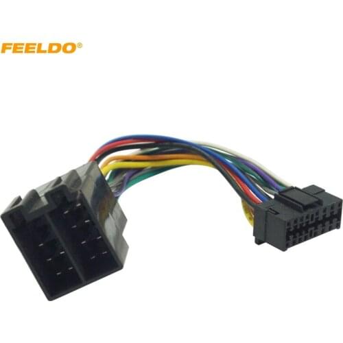FEELDO 1Pc Car Stereo Radio Wire Harness Adapter For Sony 16-Pin Connector Into Radio To ISO 10487 Connector Into Car