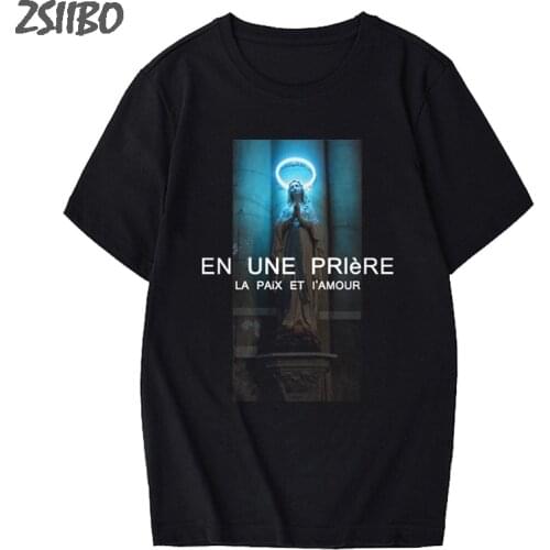 Harajuku Virgin Mary Printed Mens T-Shirts Cool Short Sleeve T shirts Men Women Summer Hip Hop Casual Fashion Tops Streetwear