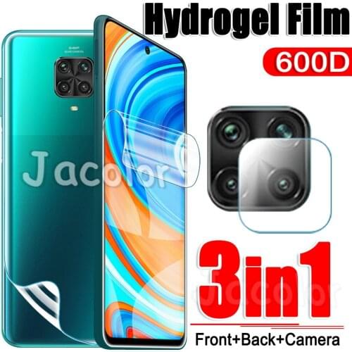 Hydrogel Film For Xiaomi Redmi Note 9 Pro Front Screen+Back Cover+Camera Safety Film 3 in 1 Redmy Note9Pro M2003J6B2G Not Glass