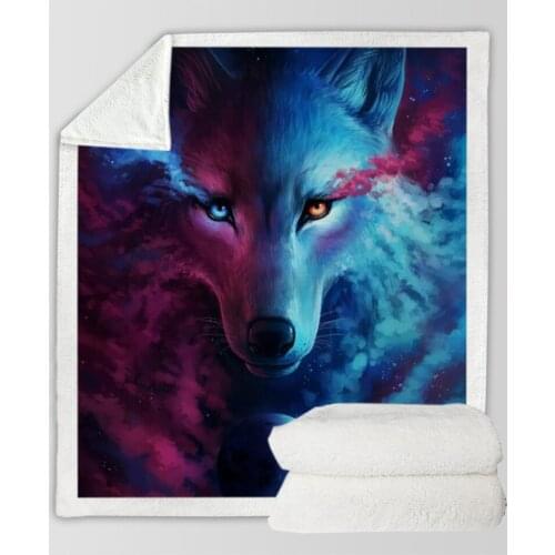 Warm Blanket Cartoon Wolf 3D Digital Adult Children Printed Cotton Velvet Thick Blanket 130*150 Cm 150*200 Cm