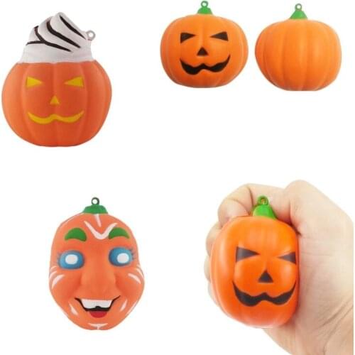 Halloween Simulation Pumpkin Keychain Squishy Slow Rising Anti-Stress Toys Sensory Squeeze Stress Ball Fidget Toys For Children
