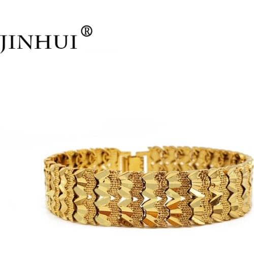 Jin Hui Fashion New African Ethiopia Gold color Men Bracelet Women Party Ornament Luxury Gifts for Friends Dubai Bangle Jewelry