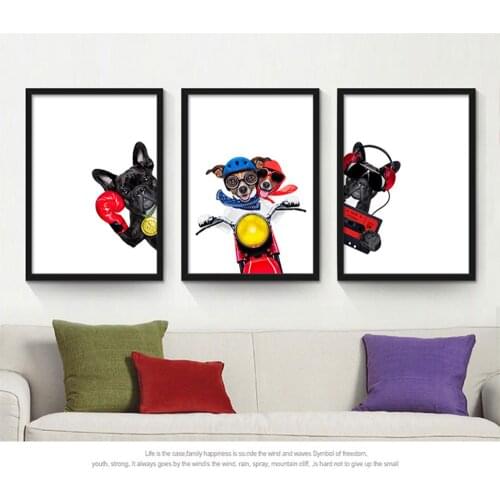 Canvas Painting Nordic Cartoon Music Dog Wall Painting Canvas Poster Prints Decorative Pictures Kids Room Home Decor