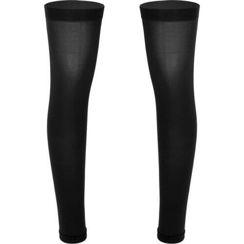 Alvivi Mans Full Leg Thigh High Compression Leg Sleeve Footless Pantyhose Anti Fatigue Over Knee High Stockings