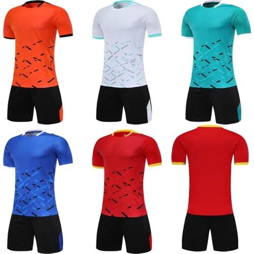Men short sleeve red soccer jersey set green adult football uniform blue kids soccer shirt customized name DIY number