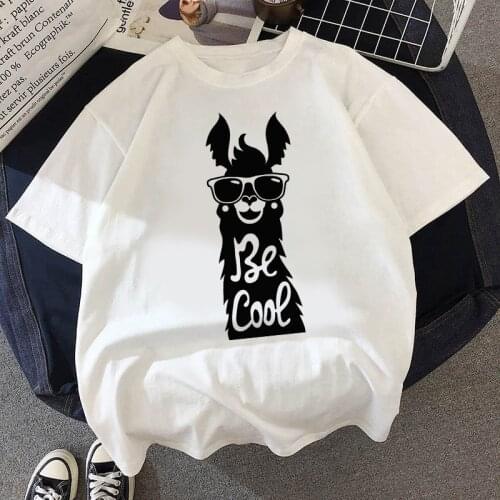 Cute alpaca Women T-shirts Fashion Cartoon Women Tops Tee short-sleeved summer ladies top T-shirt women Harajuku T-shirt