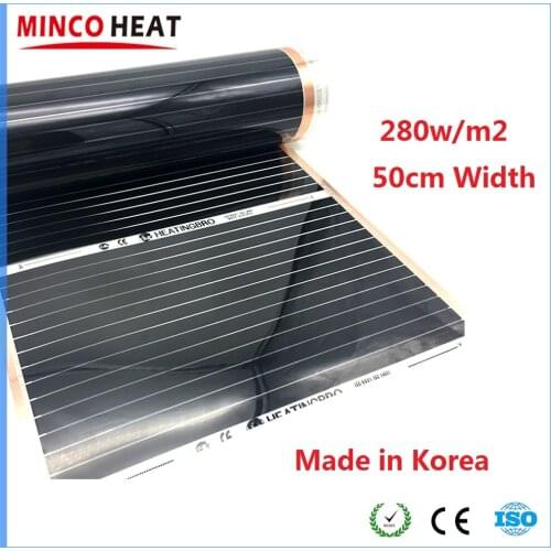 MINCO HEAT 280w/m2 Infrared Carbon Heating Mat Film for Underfloor Warming Made in Korea
