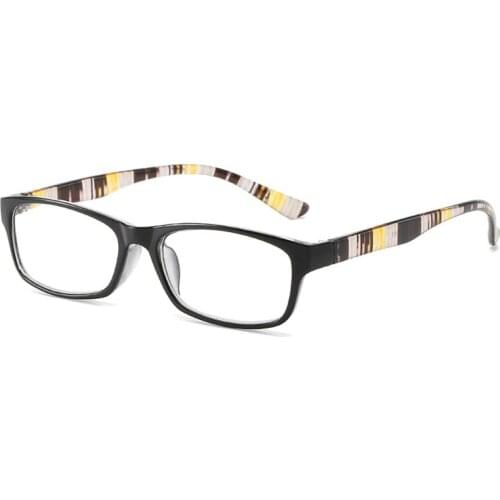 Fashion Rectangle Reading Glasses for Women Men Striped Printing Legs Presbyopic Spectacles Magnifier Eyeglasses with Diopters