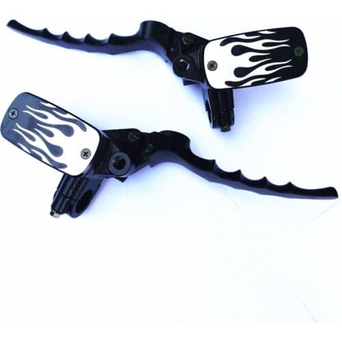 1 Pair 7/8" Motorcycle Handlebar 22mm white Flame Reservoir Motorcycle Hydraulic Brake Clutch Master Cylinder Lever Custom