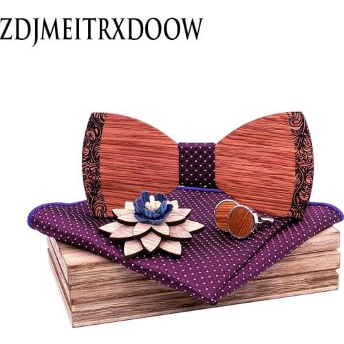 Stitching color Print Mens Accessories Gravatas Para Home Wooden Bow Tie Brooch Cufflinks Neckties Striped Shirt Bowtie Handmade