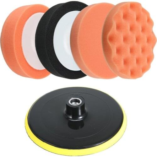 5pcs/Set Car Polishing Kit 6inch Polishing Sponge Pad Sponge Buffer Polishing Pad Set Machine Wax Sealing Glaze Auto Accessories