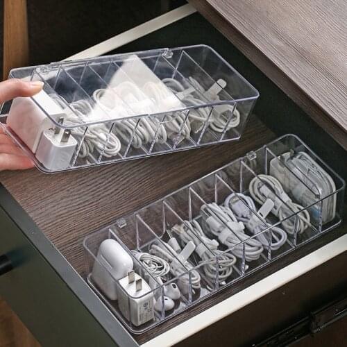 8 Grids Usb Cable Storage Box Desktop Wire Organizer Makeup Jewelry Container Remote Control Holder Home Office Organizer