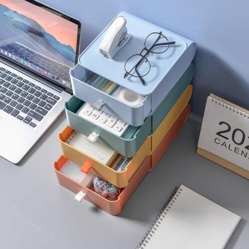 Desktop Storage Box Plastic Drawer Type Office Home Makeup Box Student Dormitory Organize Storage Storage Box Dustproo