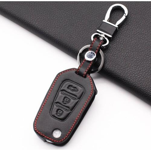 Latest leather remote control key cover case for lifan x60 auto parts 3 button folding keyboard cover car style