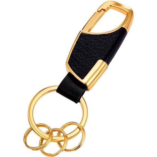 New key chain leather mans Car key rings with circles Gold Color luxury key holder With Brand Gift Box metal key chains K93Y