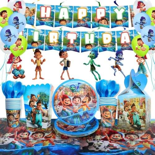 New Disney Luca Disposable Party SuppliesTableware Kids Faovr Cartoon Anime Theme Party Decorations Baby Shower Boy Gift