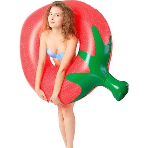 New Stawberry Shape Inflatable Swimming Ring Mattress Swim Ring Summer Pool Water Mattress Adult Women Bed Pool Toys