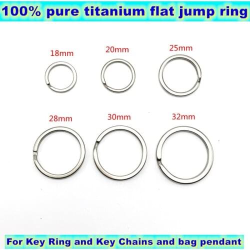 Solid Titanium Round Flat Split Rings for Key Ring and Key Chains -50pcs