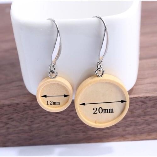 Onwear 5pairs Fit 12mm 20mm cabochon wood earring base setting blanks diy ear wire hooks findings for jewelry making supplies