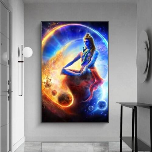 Portrait of Lord Shiva Wall Art Posters and Prints Hindu God Canvas Art Wall Paintings Hinduism Art Pictures for Living Room