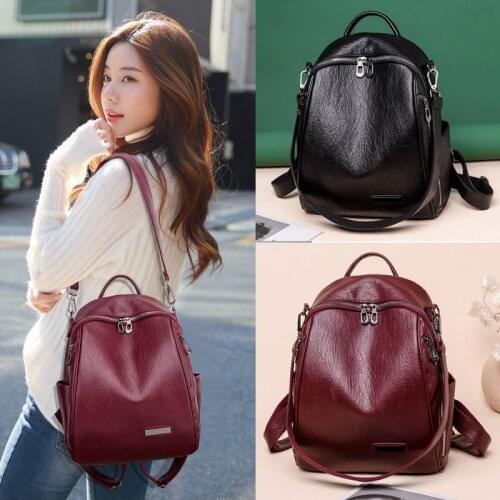 Simple Fashion Womens PU Backpack Shoulder Bag Backpack Academy Bagpack Girl Large CapacitySchoolbag Student Casual Travel Bag
