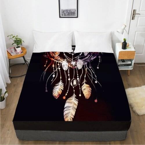 1PC Fitted Sheets Mattress Cover With Elastic Band 3D Bedsheet Linens 180x200 90x200 Bed Sheet Dreamcatcher Customize