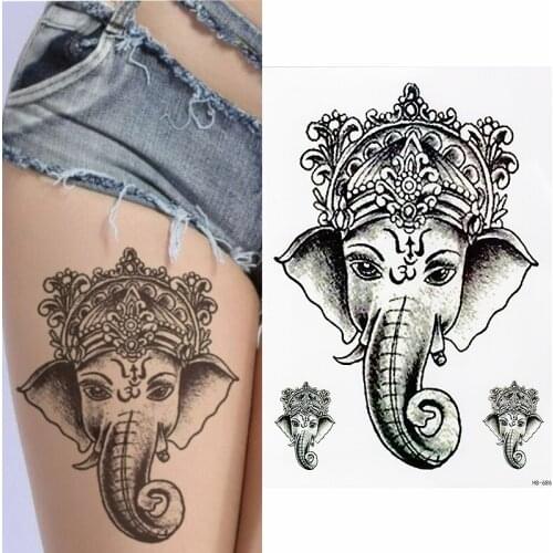 REALISTIC TEMPORARY TATTOO - GANESHA ELEPHANT - WOMANS, GIRLS, KIDS FAKE TATTOO
