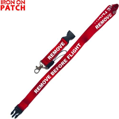 Remove Before Flight Belt off White/Red Neck Strap For Card Badge off phones Gym Lanyard Embroidered Keychain home webbing Gifts