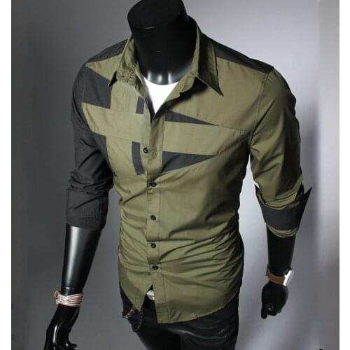 High quality 2020 Fashion Spring men splicing mens long sleeve shirt dress Casual mens clothing camisa masculina shirt hombre