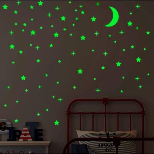 Glow In The Dark Vinyl Wall Stickers Luminous Star Moon DIY Starry Sky For Baby Kids Bedroom Living Room Wall Decals Home Decor