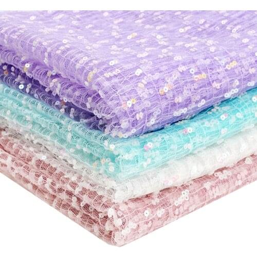 Sequin Tulle Fabric By The Yard Shiny Solid Cloth Sheet Gauze Fabric For Sewing Dress Making Materials Home Textile 90*150cm 1pc