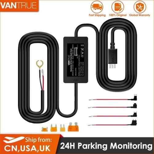 Vantrue Dash Cam Hardwire Kit-12/24V to 5V Mini USB & Circuit Fuse Holders, Low Voltage Protection for N2 Pro/N2/X4/T2/N1 Pro