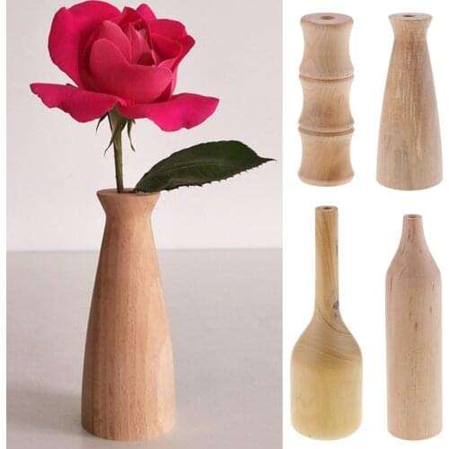 Blank Natural Beech Wood Artificial Dried Flower Vase for Wedding Party Favors Home Table Decoration